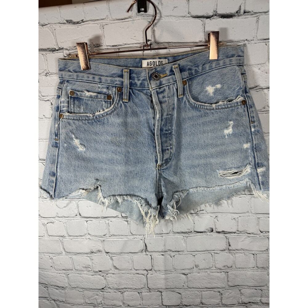 Agolde Parker Jean Shorts Size 25 Womens Distressed Button Fly Raw Hem Frayed‎